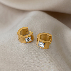 304 Stainless Steel Cubic Zirconia Hoop Earrings&nbsp;CN2977