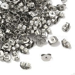 変色しにくい201ステンレススチール製イヤーナット  ピアスバックキャッチ  ステンレス鋼色  6x4.5x3mm  穴：0.7mm&nbsp;STAS-S028-11