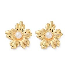 304 Stainless Steel ABS Plastic Pearl Stud Earrings for Women&nbsp;EJEW-U046-12A-G