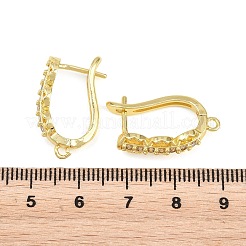 真鍮製マイクロペーブクリアキュービックジルコニアフープピアス  カン付き  ラックめっき  長持ちメッキ  鉛フリー＆カドミウムフリー  ゴールドカラー  23.5x14x6.5mm  穴：1.6mm  ピン：1mm&nbsp;KK-K340-41G