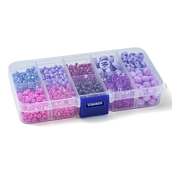 DIY Flat Round & Heart Acrylic & Glass Seed Beads Jewelry Making Findings Kits&nbsp;DIY-FS0006-43D