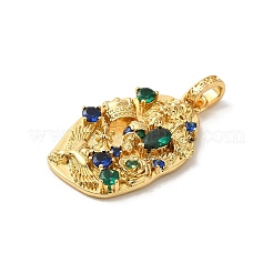 Rack Plating Brass Micro Pave Cubic Zirconia with Sea shell Pendants&nbsp;KK-Q795-15C-G