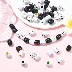 150個3色不透明アクリルヨーロピアンビーズ  大穴ビーズ  笑顔の樽  ミックスカラー  11.5x10mm  穴：5.5mm  50個/カラー&nbsp;OACR-CJ0002-83