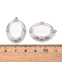 304ステンレススチールペンダントカボションセッティング  オーバル  ステンレス鋼色  トレイ：18x13mm  28x20x2mm  穴：1.5~1.6mm&nbsp;STAS-T067-17P