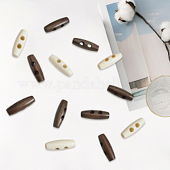 天然木ボタン2色40個  ホーントグルボタン  2穴  アクセサリー縫製用  ミックスカラー  30x10mm  穴：5mm  20個/カラー&nbsp;FIND-GF0009-92