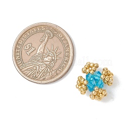 透明なガラスのシードビーズ  花  ガラスと  多面カット  ディープスカイブルー  14x14x8.5~10mm  穴：5x2mm&nbsp;PALLOY-MZ01244-03