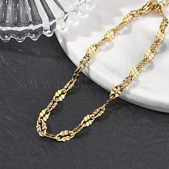 304ステンレススチール製ダップチェーンブレスレット（女性用）  イオンプレーティング（ip）  長持ちメッキ  ゴールドカラー  6.69インチ（17cm）  リンク：5.5x2.5x0.5mm&nbsp;BJEW-D466-08C-G