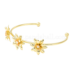 Alloy Flower Open Cuff Bangle for Women&nbsp;BJEW-D054-01G