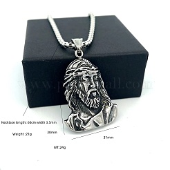 Religion 304 Stainless Steel Jesus Head Pendant Necklaces for Men Women&nbsp;ZK3713