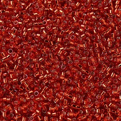 MIYUKIデリカビーズ小  シリンダー  日本製シードビーズ  15/0  （dbs0043)シルバーライニングレッド  1.1x1.3mm  穴：0.7mm  約3500個/10g&nbsp;X-SEED-J020-DBS0043