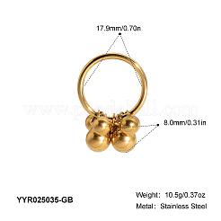Stainless Steel Round Beads Finger Rings&nbsp;BC9848-2