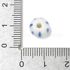 手作りの陶器ビーズ  ストライプ模様のフラットラウンド  手描き  藤紫色  5.5x9mm  穴：2.5mm&nbsp;PR-CBA069E-01C