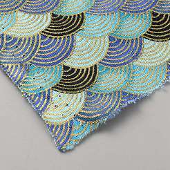 魚の鱗模様の綿生地  服飾材料  空色  2000x1500x0.3mm&nbsp;DIY-WH0504-851