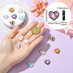 14本7色合金エナメルビーズ  ハート  ミックスカラー  14x16x4mm  穴：1.8mm  2個/カラー&nbsp;ENAM-CJ0007-15