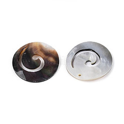 Natural Black Lip Shell Hollow Disc Pendants&nbsp;SHEL-N038-19