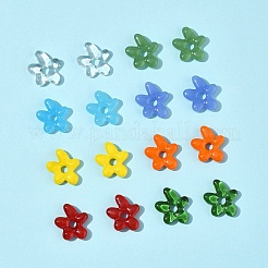 16個8色手作りランプワークビーズ  花  ミックスカラー  18~18.5x17~17.5x4~5mm  穴：3~4mm  2個/カラー&nbsp;LAMP-FS0001-28
