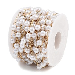 Handmade Round ABS Imitation Pearl Beaded Chains&nbsp;CHS-P019-09E-G