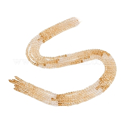 加熱された天然シトリンビーズ連売り  ファセットテーブルカットキューブ  3~3.5x3~3.5x3mm  穴：0.7mm  約128個/連  15.43''（39.2センチメートル）&nbsp;G-B175-C06-3x3mm