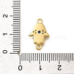 Brass Micro Pave Clear & Blue Cubic Zirconia Religion Hamsa Hand with Eye Connector Charms&nbsp;KK-Q043-10G
