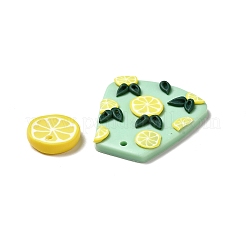 手作りのポリマークレイ ペンダント セット  レモン & 台形 with レモン スライス チャーム  ミックスカラー  31.5x29x4.5mm  穴：2mm  2個/セット&nbsp;CLAY-B003-10