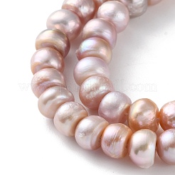 天然養殖淡水パールビーズ連売り  ロンデル  グレード3a++  淡い茶色  7~8mm  穴：0.7~0.8mm  約61~82個/連  13.46''~14.69''（34.2~37.3センチメートル）&nbsp;PEAR-I007-02N-02B