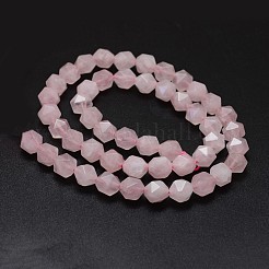 天然マダガスカル ローズクォーツビーズ連売り  多面カット  スター  6x6mm  穴：0.8mm  約68個/連  15.3インチ&nbsp;G-K285-35A
