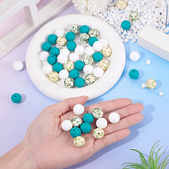 60pcs 4 Styles Silicone Beads Round Rubber Bead 15MM Loose Spacer Beads for DIY Supplies Jewelry Keychain Making&nbsp;FIND-TA0010-30A