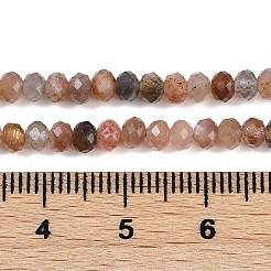天然マルチムーンストーン ビーズ 連売り  多面カット  ロンデル  4x3mm  穴：0.8mm  約140個/連  15.35インチ（39cm）&nbsp;G-F778-A07-02
