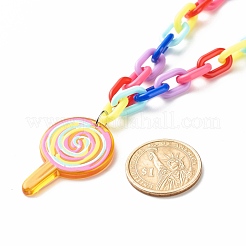 Lovely Opaque Acrylic Pendant Necklace for Teen Girl Women&nbsp;NJEW-JN03752