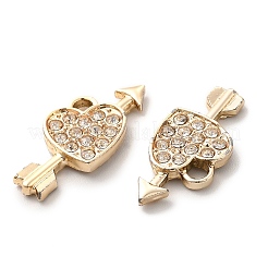 Uvメッキ合金ペンダント  クリスタルラインストーン付き  矢とハートのチャーム  ゴールドカラー  15.5x18.5x2.5mm  穴：2.8x2.6mm&nbsp;ALRI-M020-18G