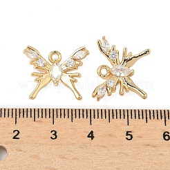 真鍮製マイクロパヴェキュービックジルコニアペンダント  ニッケルフリー  蝶  18KGP本金メッキ  14.5x18x4mm  穴：1.6mm&nbsp;KK-S531-11G-A