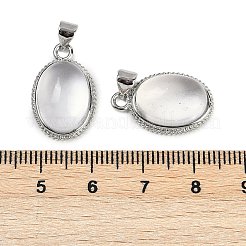 天然石クオーツクリスタルペンダント  真鍮パーツ  ラックめっき  オーバル  20.5x13x7mm  穴：4.5x3.4mm&nbsp;G-C172-13P