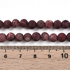 ナチュラルアメリカンターコイズビーズ連売り  艶消し  染め＆加熱  ラウンド  サンゴ  6mm  穴：1mm  約59~60個/連  15.16'（38.5センチメートル）&nbsp;G-S369-001B-A02