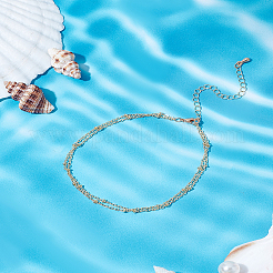 1Pc Bohemia Style Stainless Steel Satellite Chains Anklets&nbsp;AJEW-LP0007-16G