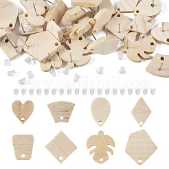 32Pcs 8 Style Ash Wood Stud Earring Findings&nbsp;EJEW-TA0001-16V