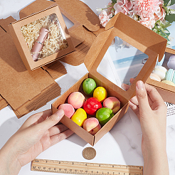 Square Foldable Creative Kraft Paper Box&nbsp;CON-WH0089-20C