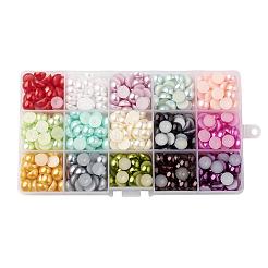 ABSプラスチック製カボション  模造パール  半円  ミックスカラー  10x4.5mm&nbsp;SACR-X0014-10mm-01