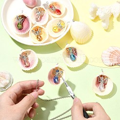 10Pcs 10 Colors Shell & Alloy Glass Angel Big Pendants&nbsp;PALLOY-CJ00051