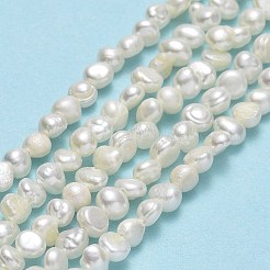 天然養殖淡水パールビーズ連売り  研磨両側  リネン  3~4.5x3~3.5x2.5~3mm  穴：0.5mm  約107~112個/連  13.46''（34.2センチメートル）&nbsp;PEAR-A005-05I-01