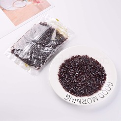 透明色光沢ガラスラウンドラッパビーズ  丸い穴  シエナ  4~6x5~6mm  穴：1.8mm  約2250個/ポンド&nbsp;SEED-S045-001A-D02