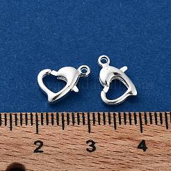 真鍮カニカン  ハート  925銀メッキ  10x7x2.5mm  穴：1.2mm&nbsp;KK-G479-03S