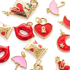 12Pcs 6 Style Real 18K Gold Plated Brass Enamel Pendants&nbsp;KK-LS0001-43