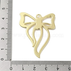 ラックメッキ合金ペンダント  カドミウムフリー＆ニッケルフリー＆鉛フリー  蝶結び  ゴールドカラー  42x32x2mm  穴：2mm&nbsp;PALLOY-P304-02B-G