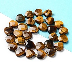 天然石タイガーアイビーズ連売り  多面的な愛の心  シードビーズで  11~12x12x4~5mm  穴：0.9mm  約30~32個/連  15.35''（39センチメートル）&nbsp;G-B044-B05-01