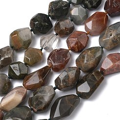 天然グリーンロドライトクォーツビーズ連売り  ナゲット  多面カット  15~36x17~20x11~18mm  穴：1~1.2mm  約15~21個/連  16.14~16.54''（41~42センチメートル）&nbsp;G-L650-N01-01