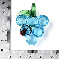 手作りランプワークペンダント  ブドウとテントウムシ  ミックスカラー  42~44x32~35x14~16.5mm  穴：7~8x6~7mm&nbsp;LAMP-N034-14