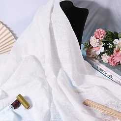 花柄の刺繍が施された綿生地  服装アクセサリー  ホワイト  1400x0.2~0.5mm&nbsp;DIY-WH0786-56B