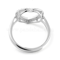 Heart Adjustable 925 Sterling Silver Ring Components&nbsp;STER-G042-03P