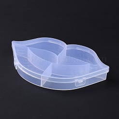 5グリッド透明プラスチックボックス  小さなジュエリーやビーズ用の唇形のビーズ容器  ホワイトスモーク  12.2x18.1x2.5cm  内径：30.5x110.5x22mm、47x87x22mm、71x88x22mm&nbsp;CON-B009-05