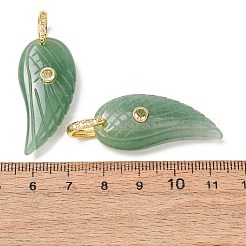 天然石グリーンアベンチュリンペンダント  羽  ゴールドカラー  36.5~37x17x8~9mm  穴：6x6.5mm&nbsp;GG-CBA51ED-02G-06